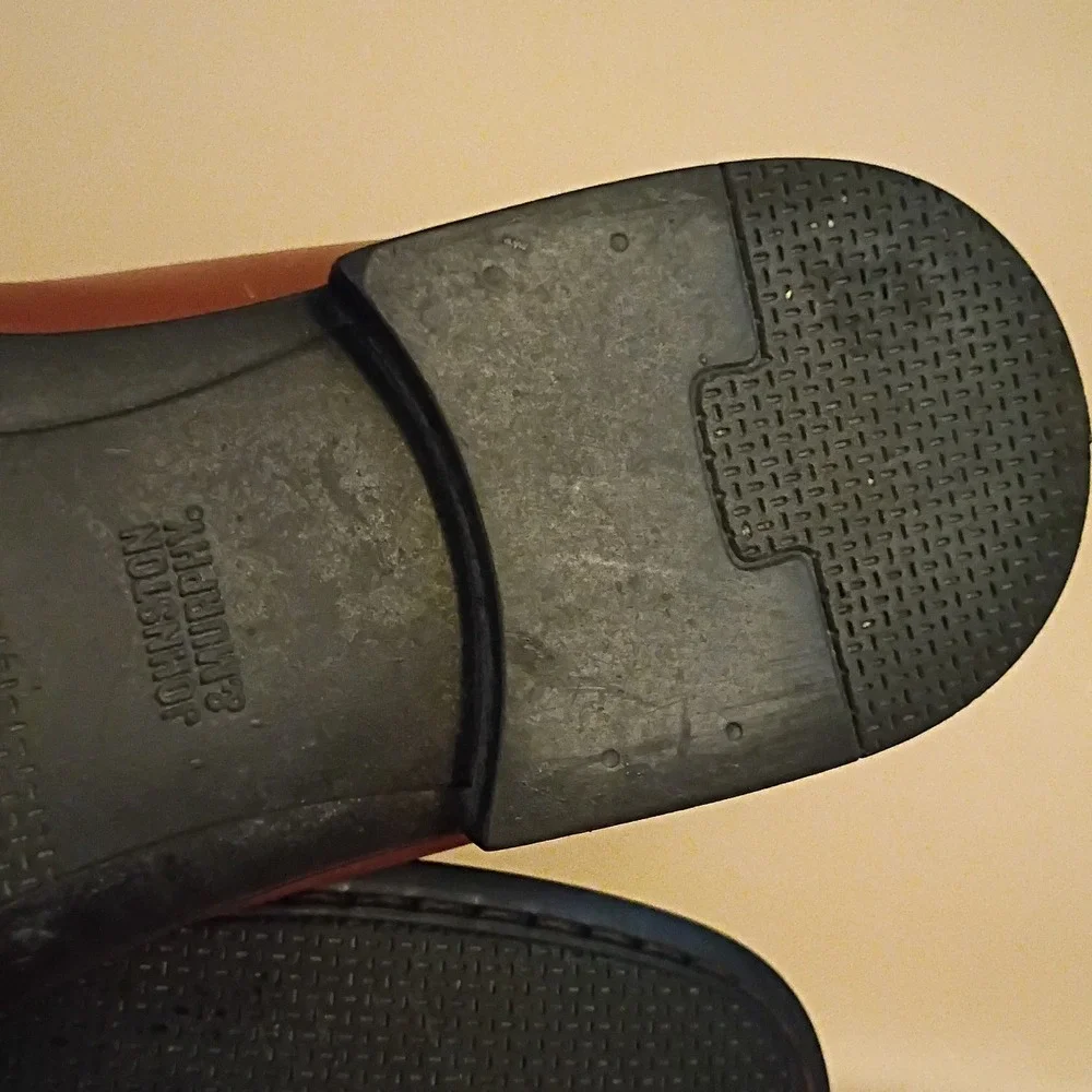 Johnston & Murphy Penny Loafers‎ Mens 9M Brown Leather Sheepskin Lining Slip On